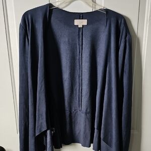 LOFT Draped Indigo Faux Saude Cardigan